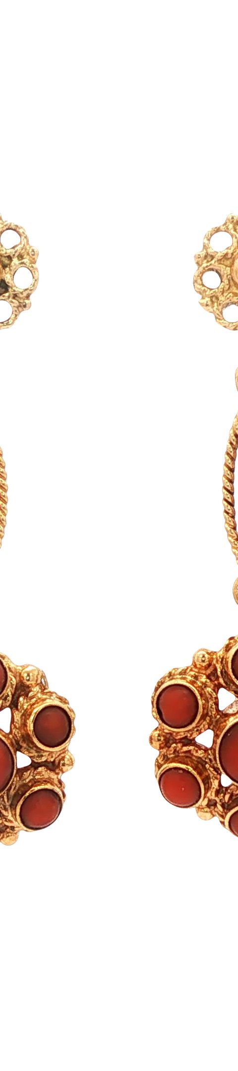 Vintage 14K Gold Stud Earrings with Red Coral